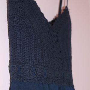 Crochet Top Navy Dress